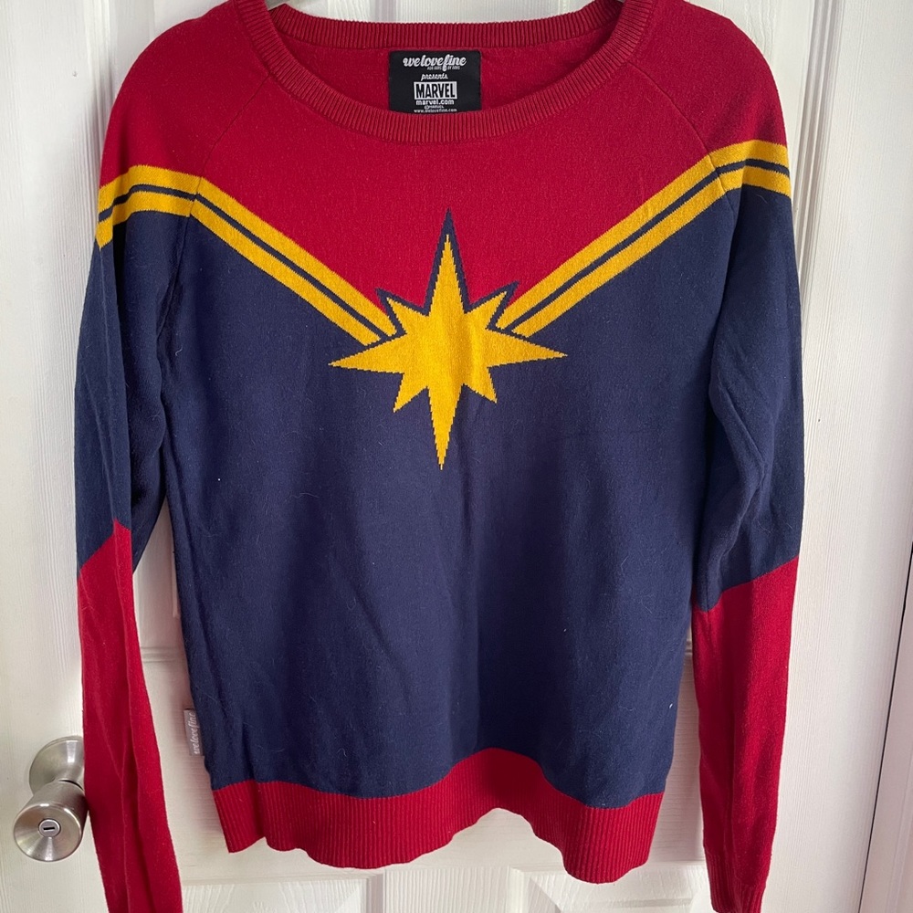 Captain Marvel Knit Sweater from WeLoveFine. DISCONTINUED.